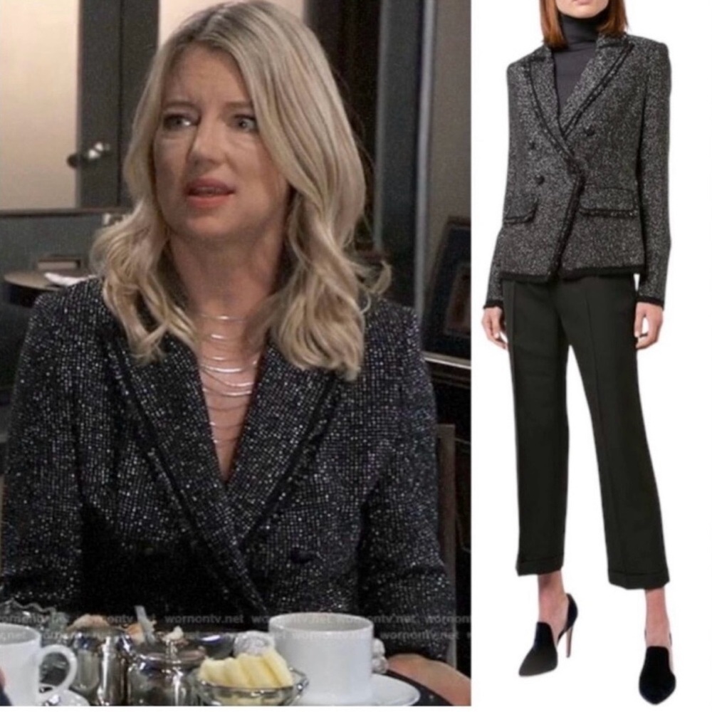 Veronica Beard Frisco tweed Dickey blazer black metallic fringe coat size 2. - Picture 10 of 10